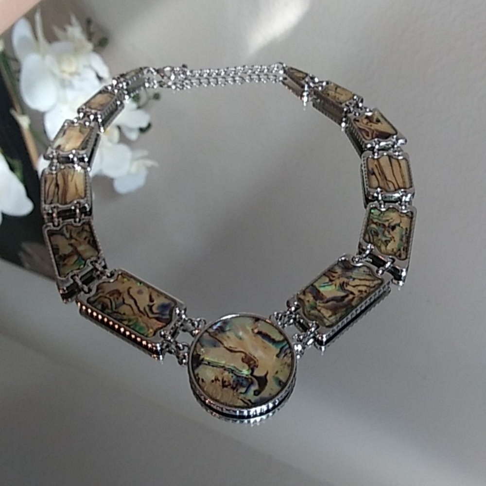 Silver Multi Colored Asymmetrical Stament Necklace - Picture 14 of 17
